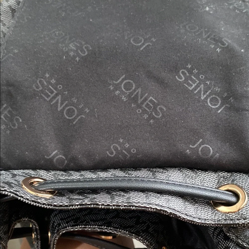 Jones New York Charcoal and Black Textured Backpack